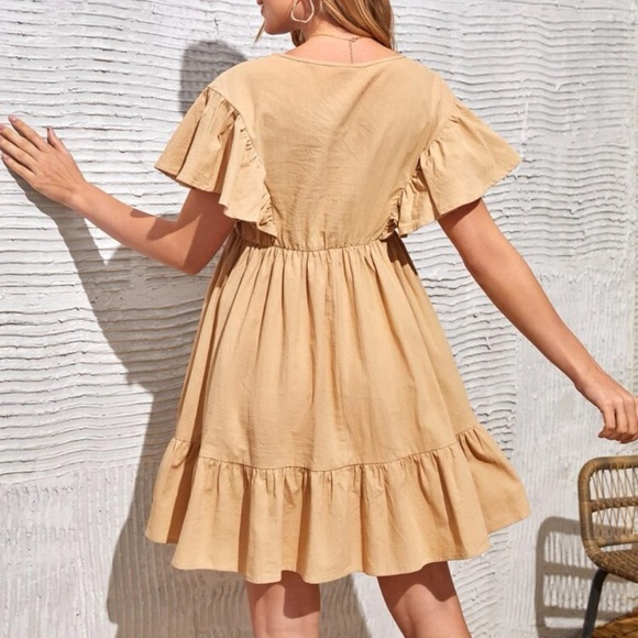 SHEIN A Line Drawstring Waist Ruffle Dress. - Picture 4 of 7